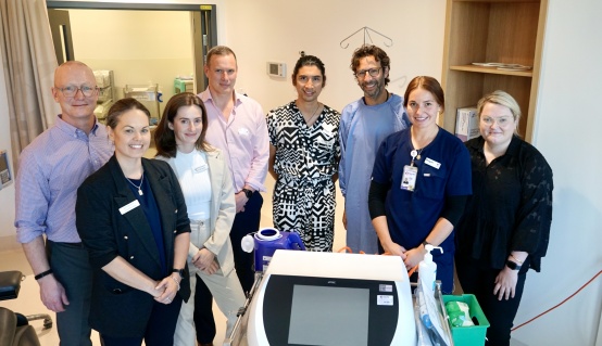 The treatment team joined by Professor Jim Clover and a team from Endotherapeutics.